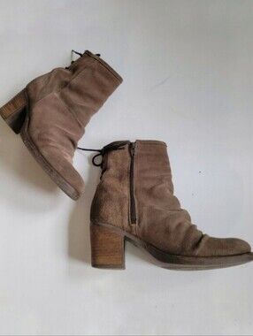 BOS & CO Barlow Suede Lace Up Back Heeled Booties Size 39 EU  8 US